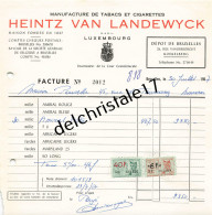 96 0173 BELGIQUE BRUXELLES 1957 Manufacture Tabacs & Cigarettes HEINTZ VAN LANDEWYCK Rue Vanderborght à ROUSSELLE - 1950 - ...