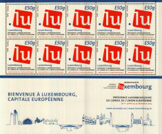 LUXEMBOURG Feuillet De 10 Timbres "E"  Présidence Luxembourgeoise Du Conseil De L'Europe 2015 - Blocs & Feuillets