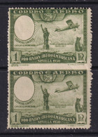 Spain 1930 Air Post 1p Lindberg Head ERROR Pair MNH 15598 - Varietà E Curiosità