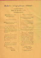 GUERRE 1870 BULLETIN TELEGRAPHIQUE OFFICIEL BORDEAUX 29 DECEMBRE 1870 LETTRE - Krieg 1870