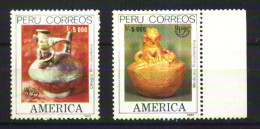 #3016 PERU 1989 UPAEP AMERICA  PRECOLUMBIAN HANDCRAFTS YV 913-4 MI1409-10 MNH - Porcellana