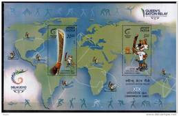 India Miniature MNH 2010 Queens Baton Relay, Sport,  Map Airplane Boat. Basketball, Wrestling, Swimming, Table Tennis, - Unused Stamps