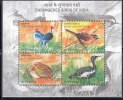 India 2006 MNH Miniature, MS, Endangered Birds, Stork, Nilgiri Laughing Trush, Quil, Florican, Bird - Unused Stamps