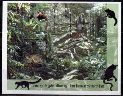 India Miniature MNH 2009, Rare Fauna Of The North East, Monkey, Panda, Cat,  Etc., Tree,Nature, - Unused Stamps