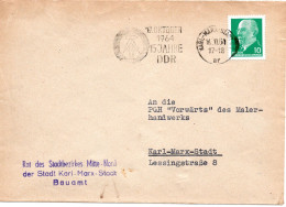 60134 - DDR - 1964 - 10Pfg Ulbricht EF A OrtsBf KARL-MARX-STADT - 7.OKTOBER 1964 15 JAHRE DDR - Briefe U. Dokumente