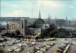 !  Ansichtskarte Hamburg, Hauptbahnhof, Autos, Cars, VW Bulli - PKW