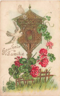 FÊTES ET VOEUX - Souvenir D'amitié - Trèfles à Quatre Feuilles - Nichoir - Carte Postale Ancienne - Autres & Non Classés