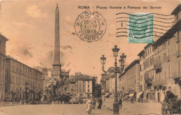 ITALIE - Rome -  Piazza Navona E Fontana Del  Bernini - Animé - Carte Postale Ancienne - Parks & Gardens