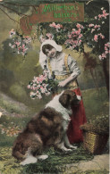 Fêtes Et Voeux - Une Femme Avec Son Chien - Mille Bons  Baisers - Colorisé - Carte Postale Ancienne - Other & Unclassified