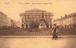 BELGIQUE - Liège - Théâtre Royal Et Statue Grétry - Femme Devant La Statue - Carte Postale Ancienne - Liege