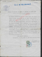 ACTE SUR TIMBRE FISCAUX VILLE DE VILLEMOMBLE EXTRAIT DE MARIAGE DE ANDRÉ ERNEST LÉOPOLD CARON À  LAVIGNE - Manuscrits