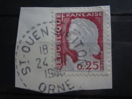 BEAU TIMBRE DE FRANCE N° 1263 - CACHET TIRETE ST-OUEN SUR ITON - 1960 Marianne (Decaris)