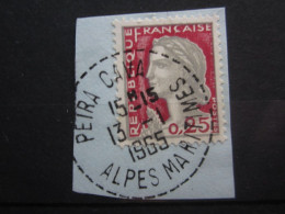 BEAU TIMBRE DE FRANCE N° 1263 - CACHET TIRETE PEIRA CAVA - 1960 Marianne Of Decaris