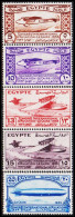 1933. EGYPT. CONGRES INTERNATIONAL D'AVIATION Complete Set With 5 Hinged Stamps. Beautifu... (Michel 186-190) - JF536726 - Ongebruikt