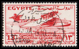 1933. EGYPT. CONGRES INTERNATIONAL D'AVIATION 13 MILLS. Plane Motive. Fine Cancel.  (Michel 188) - JF536730 - Gebraucht