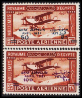 1931. EGYPT. 50 + 100 Pia On 27 M Overprinted GRAF ZEPPELIN–AVRIL 1931. Complete Set Hing... (Michel 156-157) - JF536734 - Ungebraucht