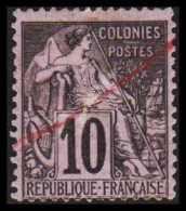 1881-1886. COLONIES FRANCAIS. 10 C COLONIES POSTES. Thin Spot On Front. Red Line As Cancel.  - JF536777 - Autres & Non Classés