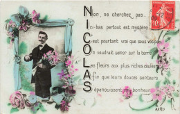 FANTAISIE - Homme - Acrostiche Du Prénom NICOLAS - Colorisé - Carte Postale Ancienne - Hommes