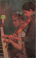 ENFANTS - Tableau - Deux Enfants Jouant Au Piano Et Au Violon - Carte Postale Ancienne - Abbildungen