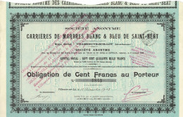Obligation De 1903 - Société Anonyme Des Carrières De Marbres Blanc & Bleu De Saint-Béat - - Mines