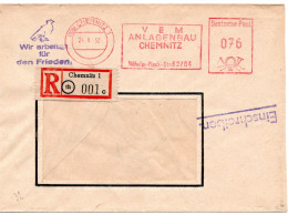 60155 - DDR - 1952 - 76Pfg AbsFreistpl A OrtsR-Bf CHEMNITZ - VEM ANLAGENBAU ..., M Propaganda-Stpl - Storia Postale