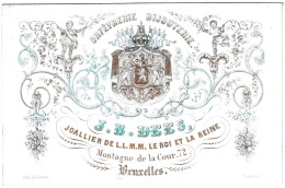 Belgique "Carte Porcelaine"  Porseleinkaart, J. B. Dees, Joallier De L.L.M.M Le Roi Et La Reine, Bruxelles, Dim:105x68mm - Porzellan