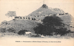 63-USSON- 2 CARTES - PROCESSION A NOTRE-DAME D'USSON LE JOUR DE FÊTE - ET CHATEAU DE LA REINE MARGOT - Other & Unclassified