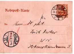 60167 - Deutsches Reich - 1910 - 25Pfg Germania GARohrpostKte BERLIN - Lettres & Documents