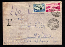 Somalia AFIS, POSTA VIAGGIATA 1955, MOGADISCIO PER MANTOVA, TASSATA - Somalia (AFIS)