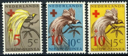 Nederlands Nieuw Guinea 1955, Rode Kruis, Red Cross - Birds, Oiseaux, Paradijsvogels NVPH 38-40  MH* - Nederlands Nieuw-Guinea