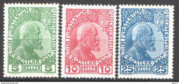 Liechtenstein 1912 Unif. 1/3 **/MNH VF/F - Nuevos