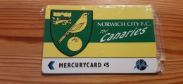 Phonecard United Kingdom, Mercury - Football, Norwich 3PFLS - Mint In Blister - Mercury Communications & Paytelco