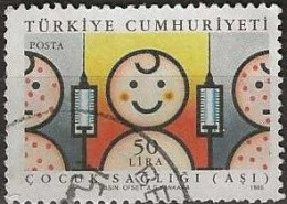 TURKEY 1988 Health - 50l - Syringes Between Healthy And Sick Children FU - Usados