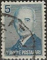 TURKEY 1948 President Inonu - 5k. - Blue FU - Usados