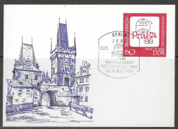 CP - Entier - Briefmarken Weltausstellung Praga '88 - Obli. Berlin 1085 - 03/05/1988. - Postkarten - Ungebraucht