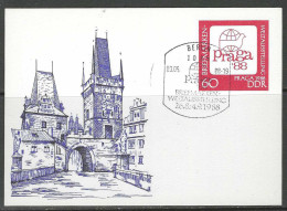 CP - Entier - Briefmarken Weltausstellung Praga '88 - Obli. Berlin 1085 - 03/05/1988. - Cartes Postales - Neuves