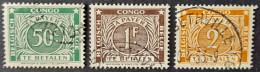 Congo Belge Belgium Congo 1943 Taxe Dentelé Perfin 14x15 Yvert 75 76 77 O Used - Gebruikt