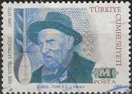 TURKEY 1992 Anniversaries - (M) - Asik Veysel Satiroglu (poet, 98th Birth Anniversary) FU - Usados