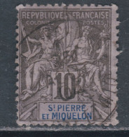 St Pierre Et Miquelon N° 63 O Type Groupe : 10 C. Noir Sur Lilas, Oblitération Moyenne Sinon TB - Gebraucht