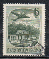 CZECHOSLOVAKIA CECOSLOVACCHIA 1951 AIRMAIL AIR POST MAIL KARLOVY VARY KARLSBAD 6k USED USATO OBLITERE' - Poste Aérienne