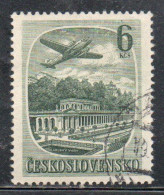 CZECHOSLOVAKIA CECOSLOVACCHIA 1951 AIRMAIL AIR POST MAIL KARLOVY VARY KARLSBAD 6k USED USATO OBLITERE' - Luchtpost