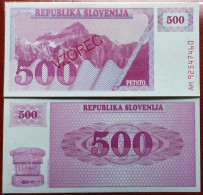 Slovenia 500 Tolar.Specimen1992 (VZOREC) P.8a UNC (B/1-58 - Slowenien