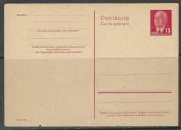 CP - Entier - 15 Pf. - Wilhelm Pieck - Ganzsachenkarte. - Cartes Postales - Neuves