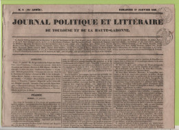 JOURNAL POLITIQUE TOULOUSE 17 01 1836 - LACENAIRE & AVRIL - COMMERCY - FRANCE USA - POLOGNE - CREATION LEGION ETRANGERE - 1800 - 1849