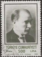 TURKEY 1990 Kemal Ataturk - 500l. - Green And Grey FU - Usados