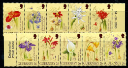 Guernsey 2000 A Botanist's Sketchbook, Flowers Set Of 10, 2 Strips Of 5, MNH, SG 867/76 - Guernesey