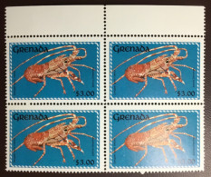 Grenada 1990 Crustaceans $3 Value Block Of 4 MNH - Crustaceans