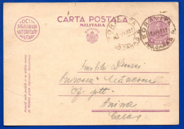 1987. ROMANIA 1 L. MILITARY STATIONERY CARD 1937 ORAVITA POSTMARK. - Lettres & Documents