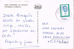 52205. Postal Aerea GALATA, Yolcu Salonu (turquia) 1984. Vista Istambul, Mezquita De Los Tulipanes - Cartas & Documentos