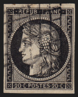 France N°3a, Cérès 1849, 20c Noir Sur Blanc, Oblitéré, COTE 75€ - TB - 1849-1850 Ceres